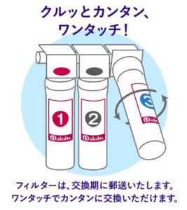 ワンタッチでフィルター交換