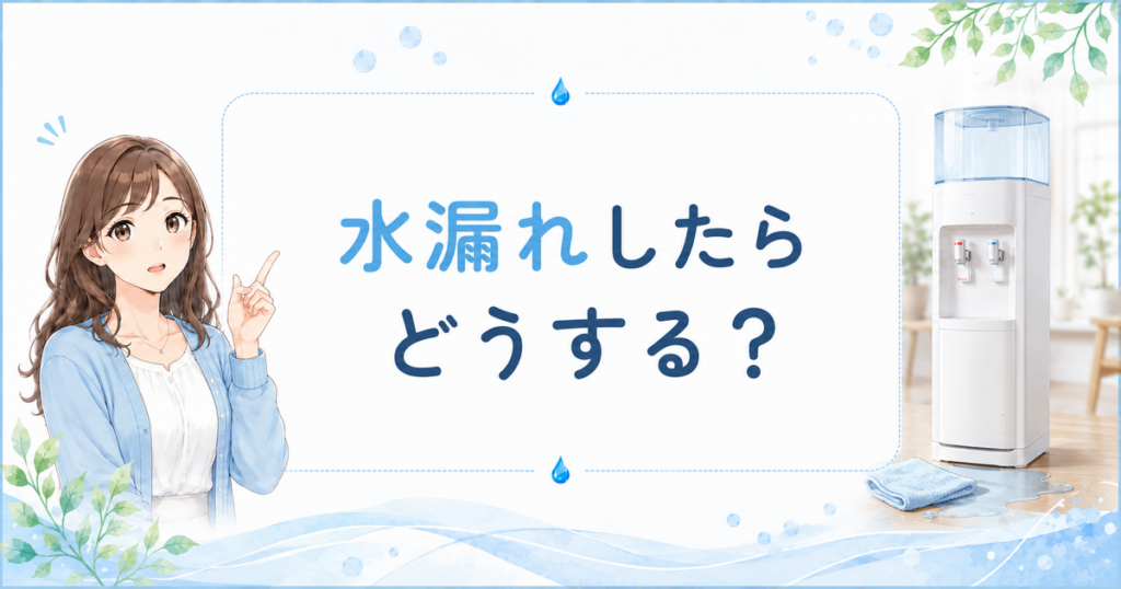 ウォーターサーバーが水漏れしたときの対応を解説するアイキャッチ
