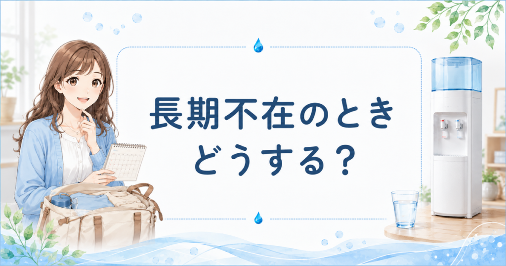 ウォーターサーバーを長期不在にするときの対応を解説するアイキャッチ